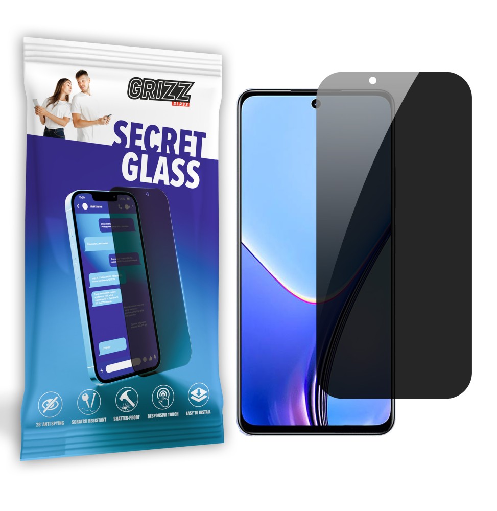 Sekretne szkło hybrydowe do Realme V50s prywatyzujące Grizz SecretGlass