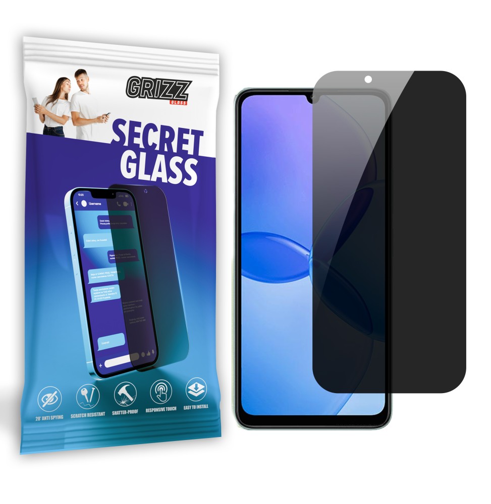 Sekretne szkło hybrydowe do Xiaomi Redmi 13R prywatyzujące Grizz SecretGlass
