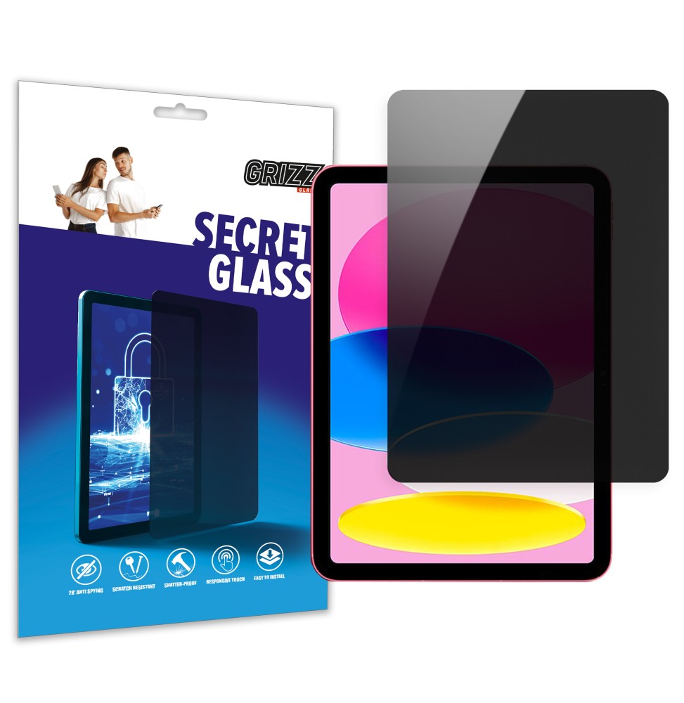 Sekretne szkło hybrydowe do Apple iPad 10,9" 2022 prywatyzujące Grizz SecretGlass