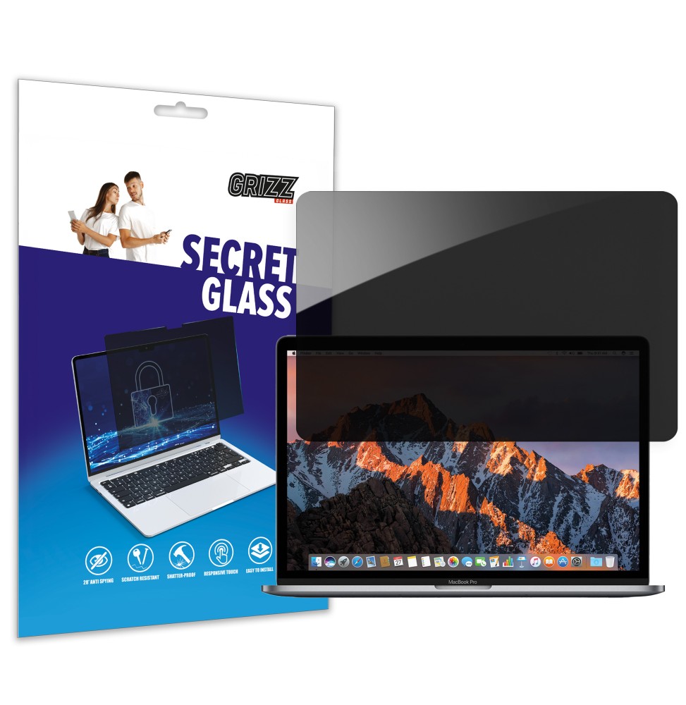 Sekretne szkło hybrydowe do Apple MacBook Pro 15" 2017 prywatyzujące Grizz SecretGlass
