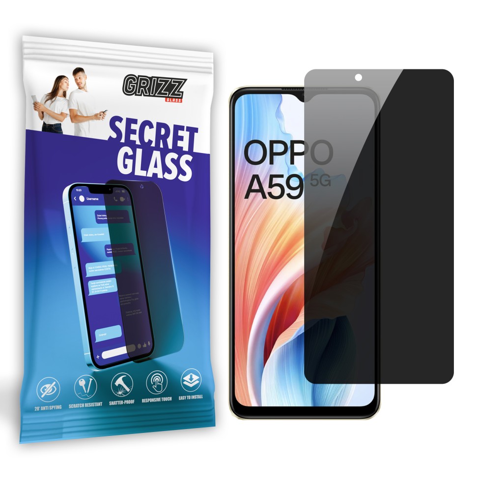 Sekretne szkło hybrydowe do Oppo A59 prywatyzujące Grizz SecretGlass