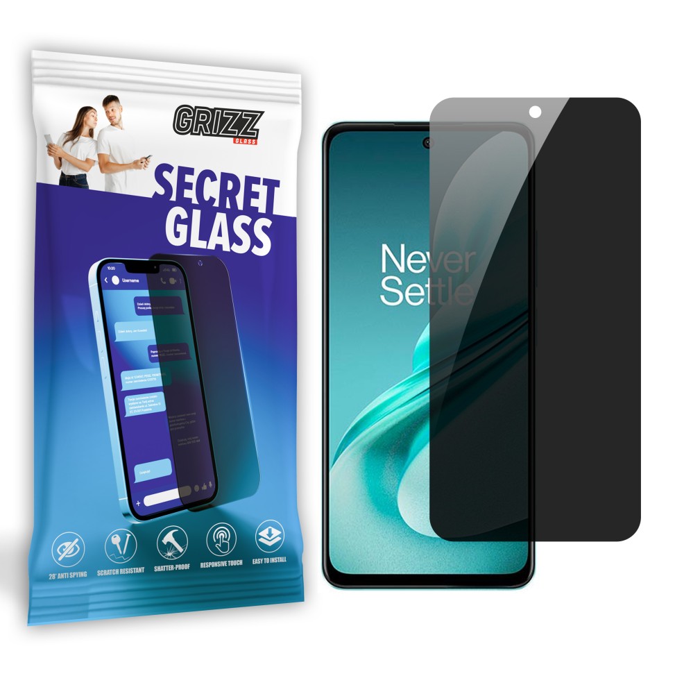 Sekretne szkło hybrydowe do OnePlus Nord N30 SE prywatyzujące Grizz SecretGlass