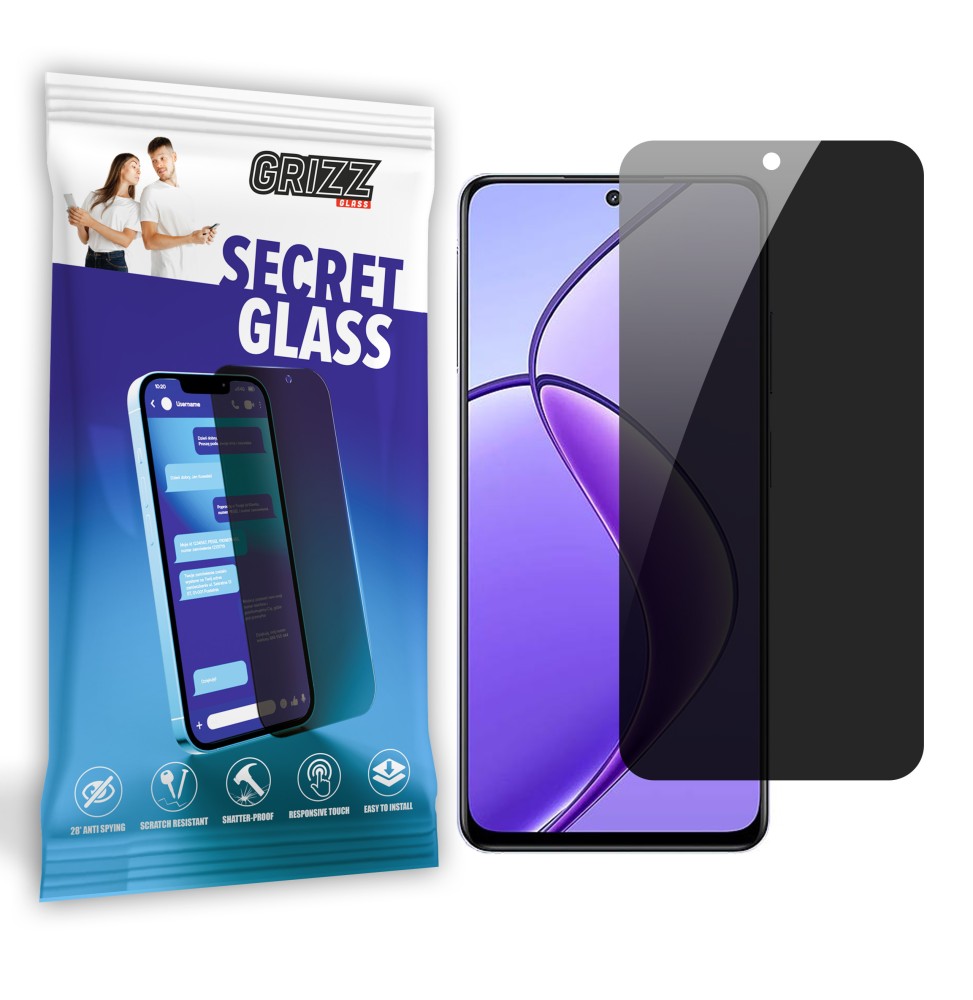 Sekretne szkło hybrydowe do Realme 12 prywatyzujące Grizz SecretGlass