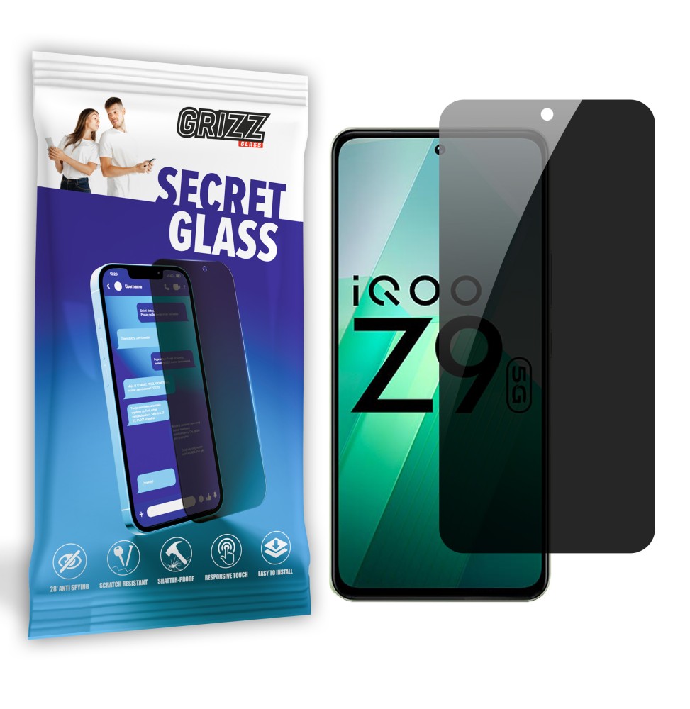 Sekretne szkło hybrydowe do Vivo iQOO Z9 prywatyzujące Grizz SecretGlass