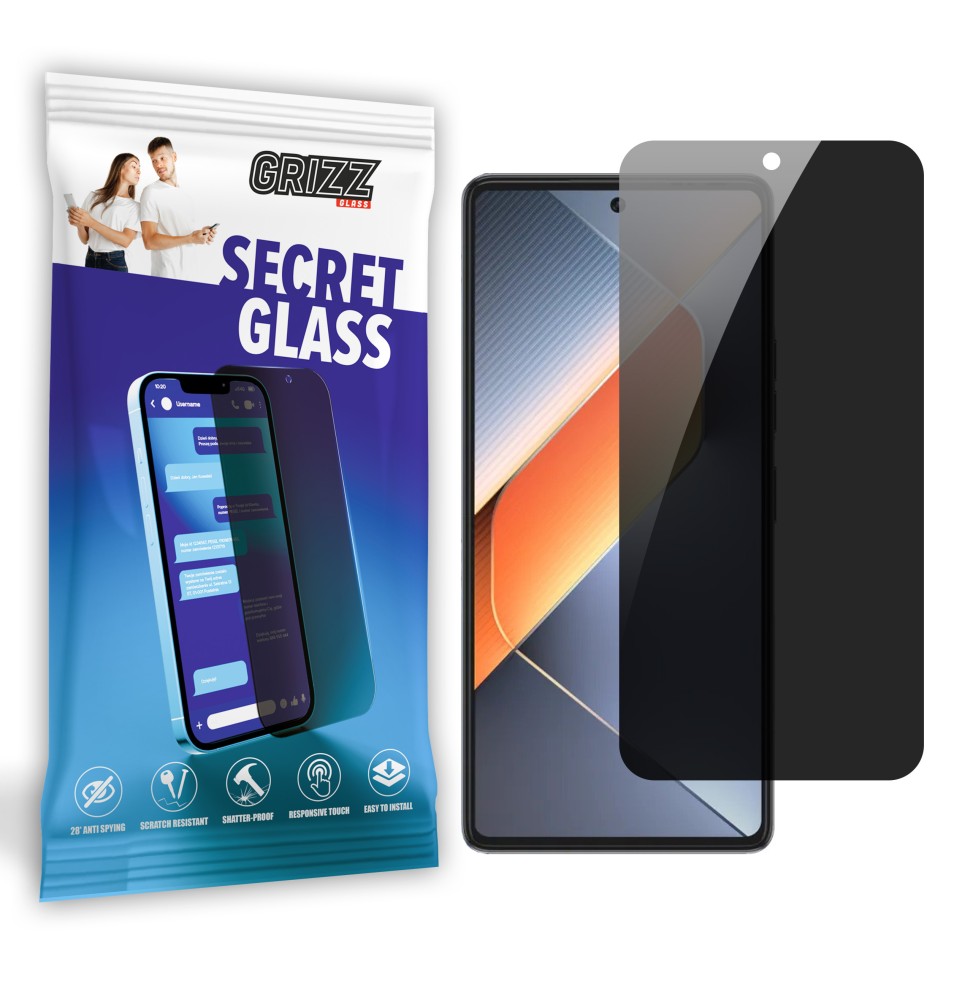 Sekretne szkło hybrydowe do Tecno Pova 6 prywatyzujące Grizz SecretGlass