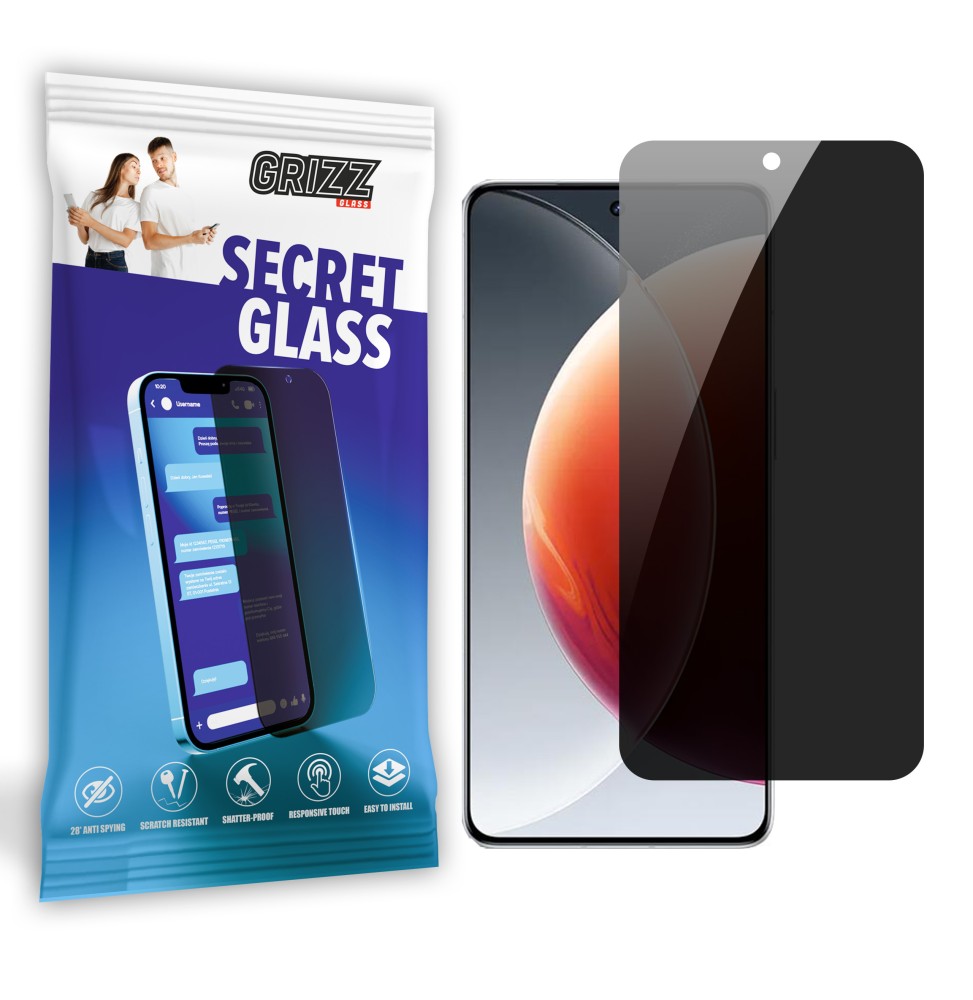 Sekretne szkło hybrydowe do Tecno Camon 30 Premier prywatyzujące Grizz SecretGlass