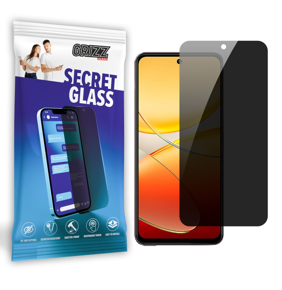 Sekretne szkło hybrydowe do Vivo T3x prywatyzujące Grizz SecretGlass