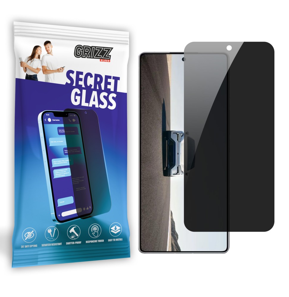 Sekretne szkło hybrydowe do Polestar Phone prywatyzujące Grizz SecretGlass