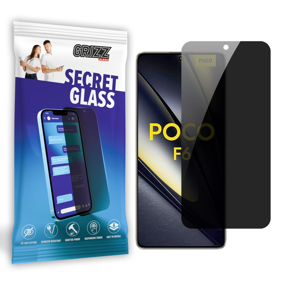 Sekretne szkło hybrydowe do Xiaomi POCO F6 prywatyzujące Grizz SecretGlass