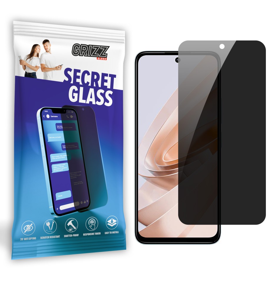 Sekretne szkło hybrydowe do Xiaomi Redmi Note 13R prywatyzujące Grizz SecretGlass