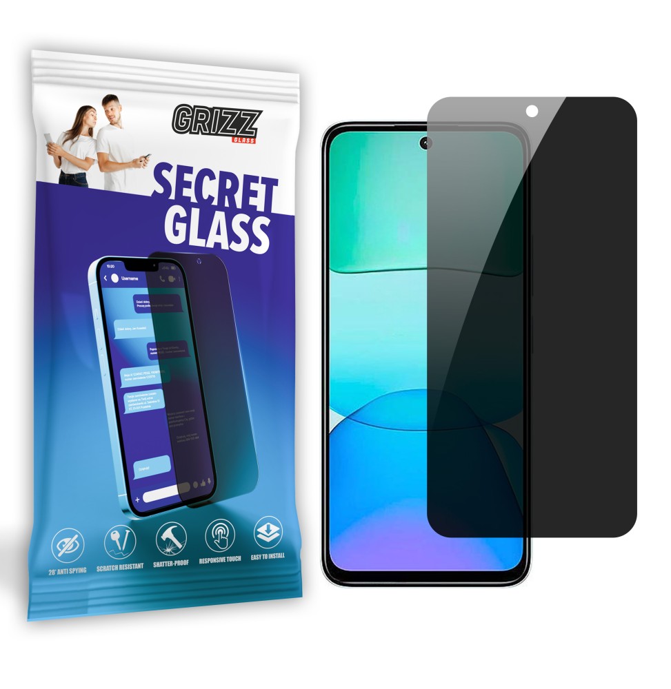 Sekretne szkło hybrydowe do Xiaomi Redmi 13 prywatyzujące Grizz SecretGlass