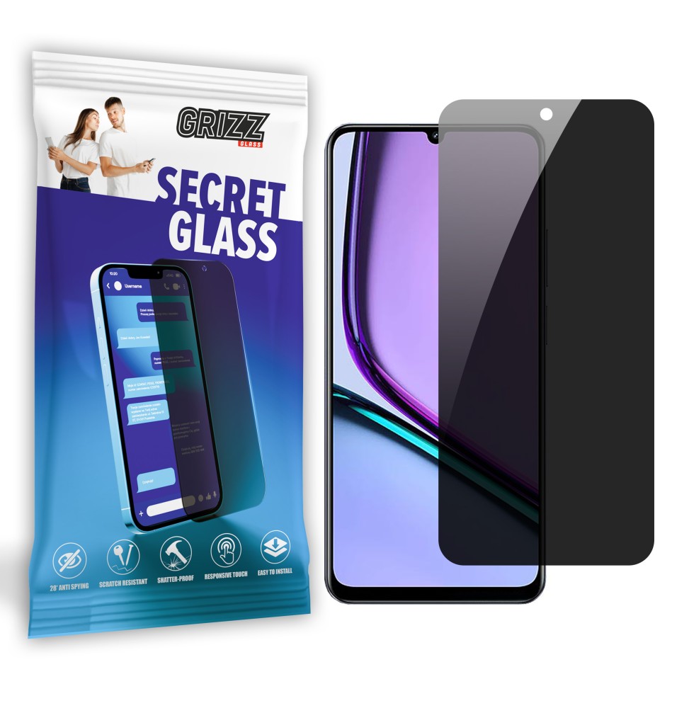 Sekretne szkło hybrydowe do Realme Narzo N61 prywatyzujące Grizz SecretGlass