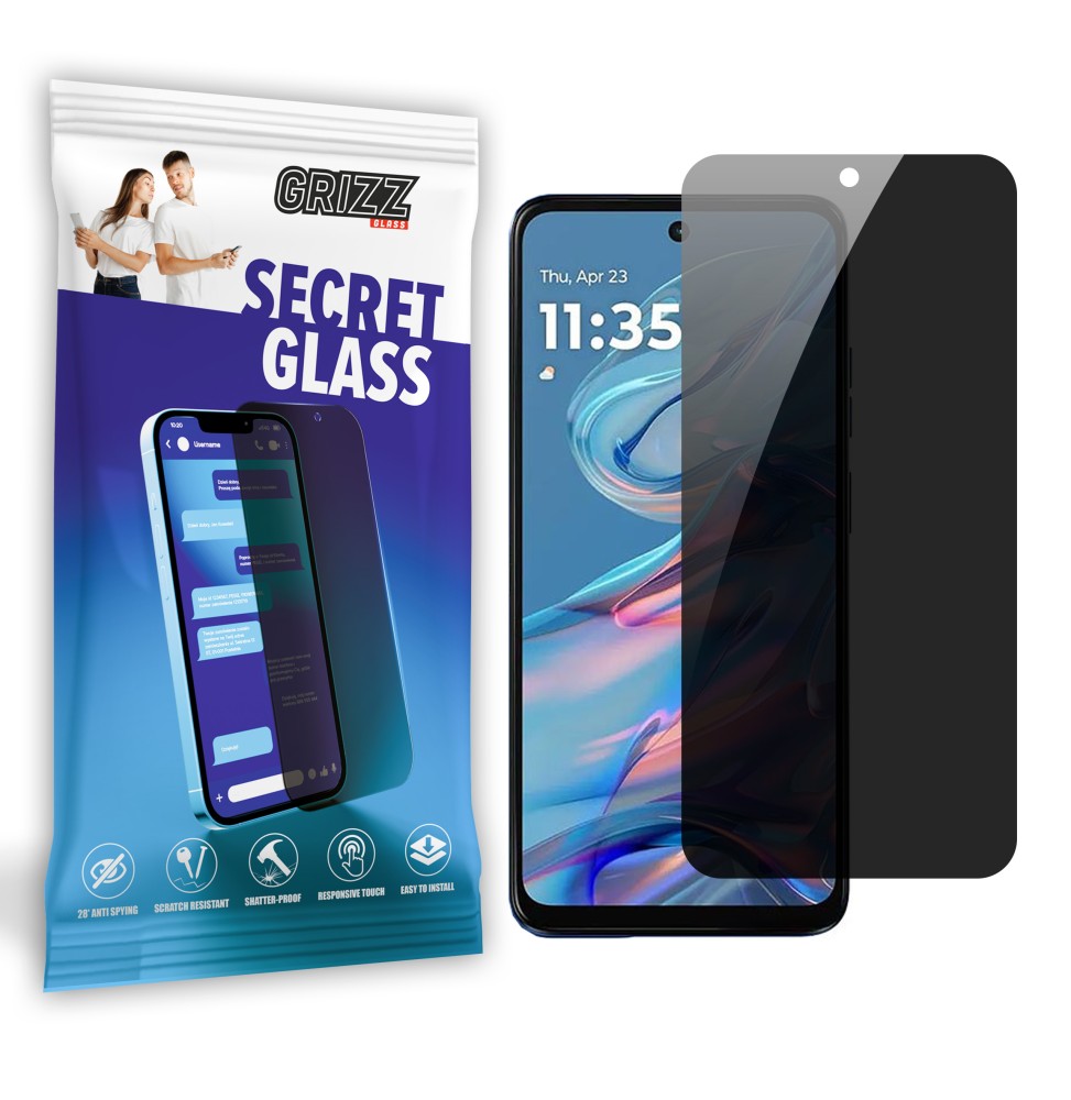 Sekretne szkło hybrydowe do Motorola Moto G45 prywatyzujące Grizz SecretGlass