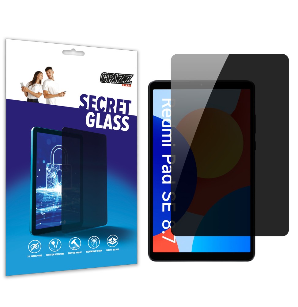 Sekretne szkło hybrydowe do Xiaomi Redmi Pad SE 8.7 prywatyzujące Grizz SecretGlass