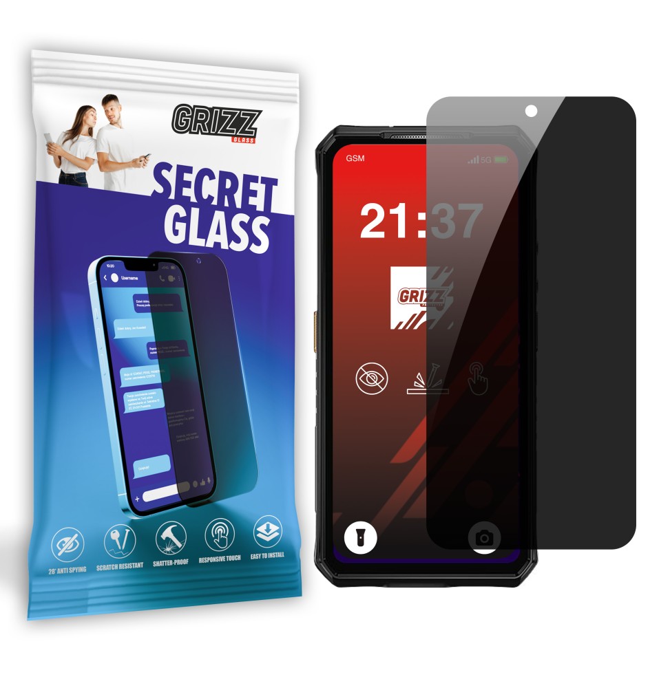 Sekretne szkło hybrydowe do Ulefone Armor 28 Ultra prywatyzujące Grizz SecretGlass