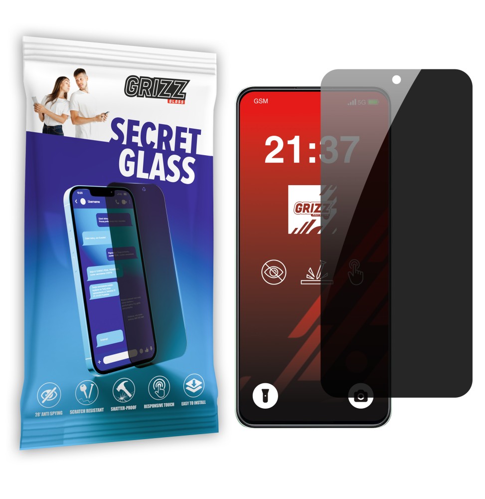 Sekretne szkło hybrydowe do Realme Note 60x prywatyzujące Grizz SecretGlass