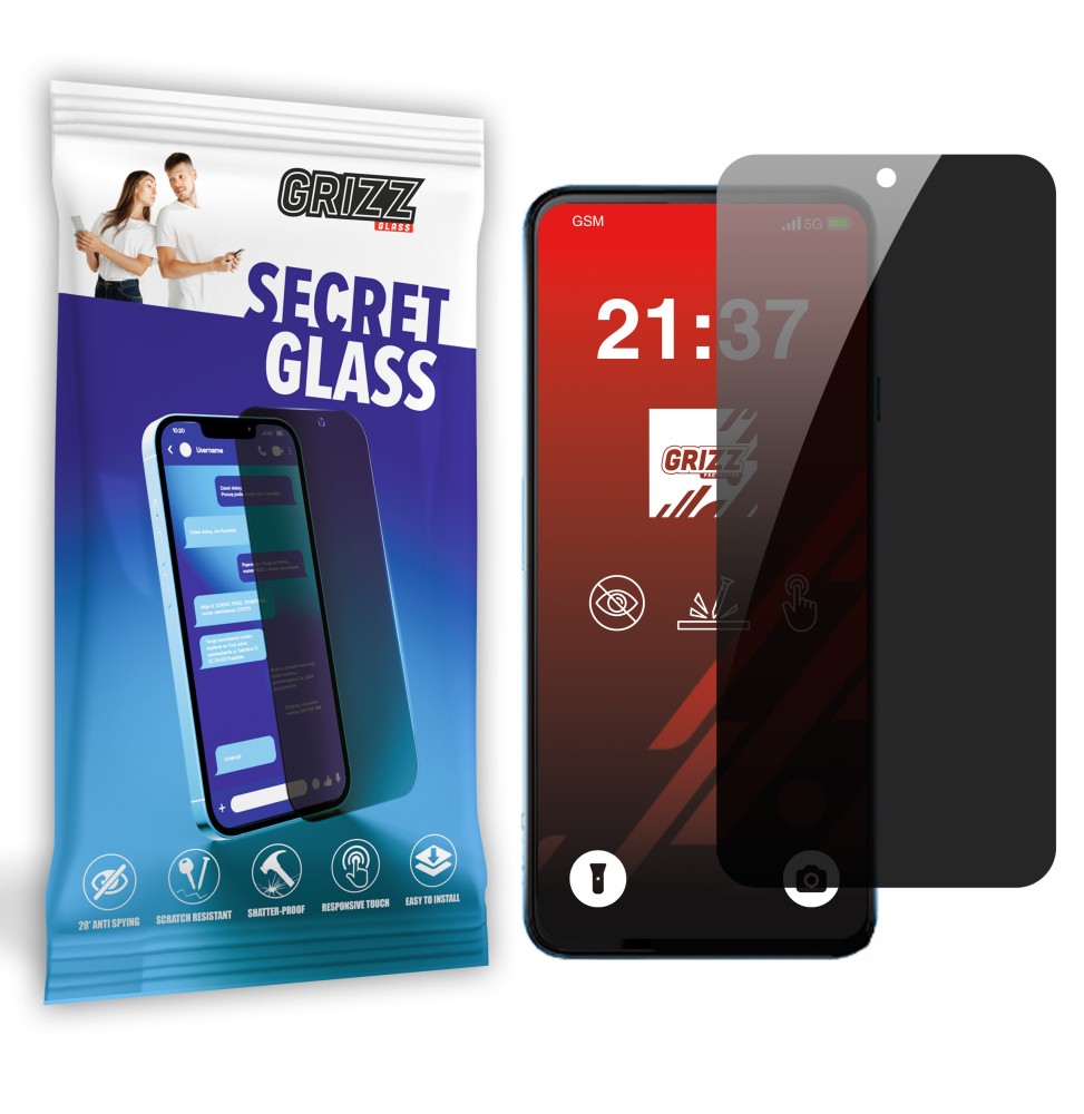 Sekretne szkło hybrydowe do Cubot Note 50 prywatyzujące Grizz SecretGlass