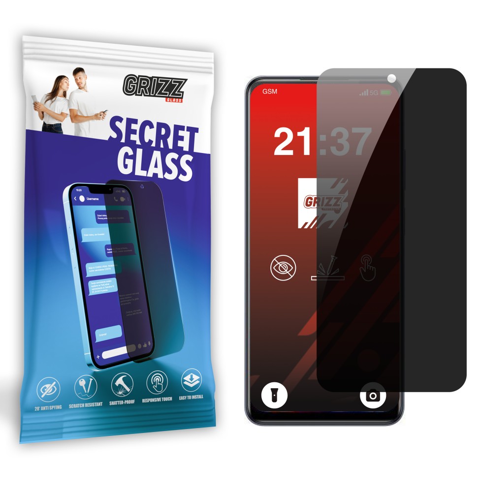 Sekretne szkło hybrydowe do ZTE Blade V70 Max prywatyzujące Grizz SecretGlass