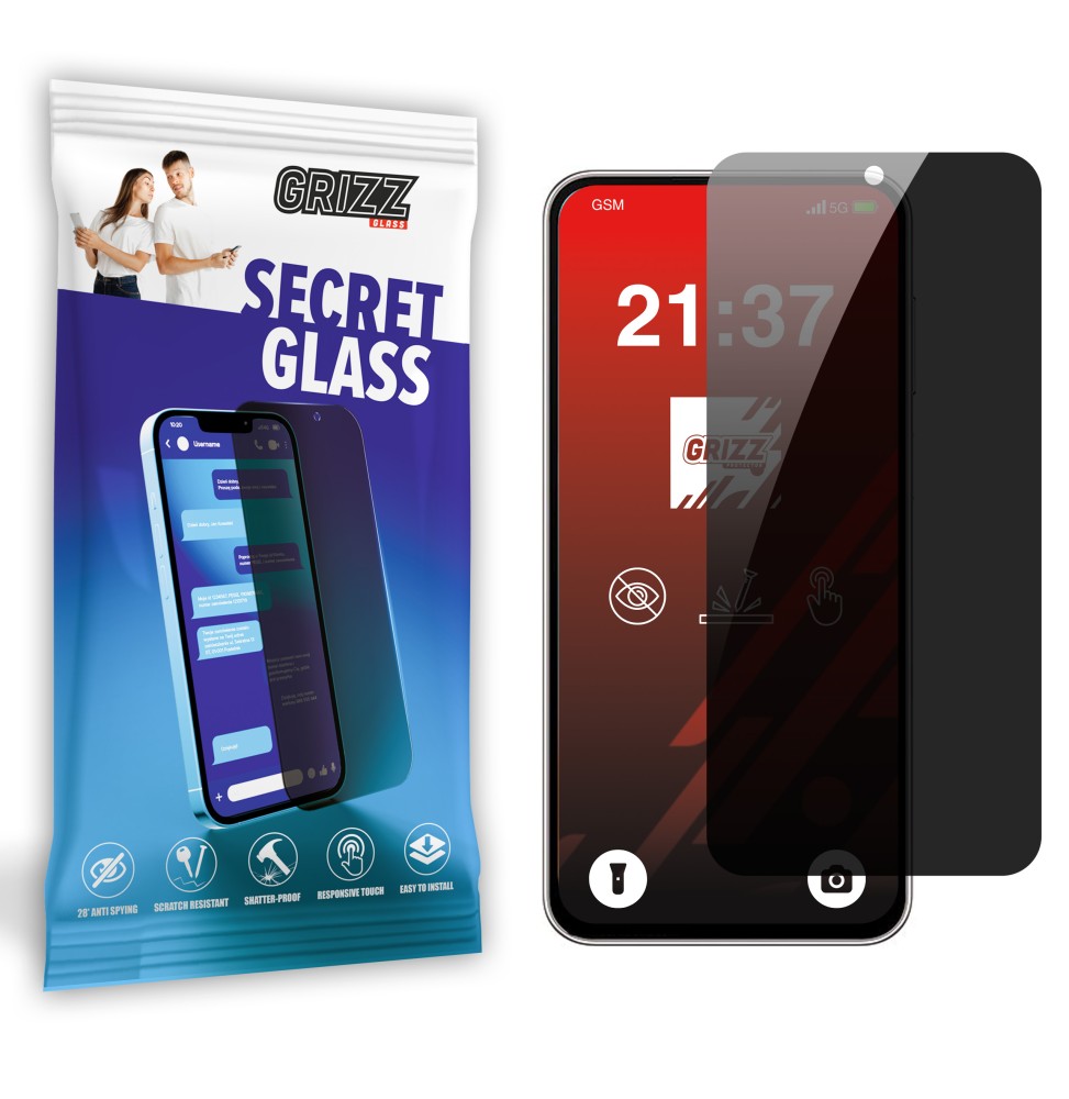Sekretne szkło hybrydowe do Samsung Galaxy M16 prywatyzujące Grizz SecretGlass