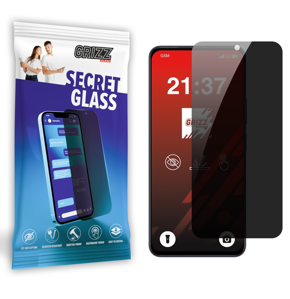 Sekretne szkło hybrydowe do Vivo T4x prywatyzujące Grizz SecretGlass