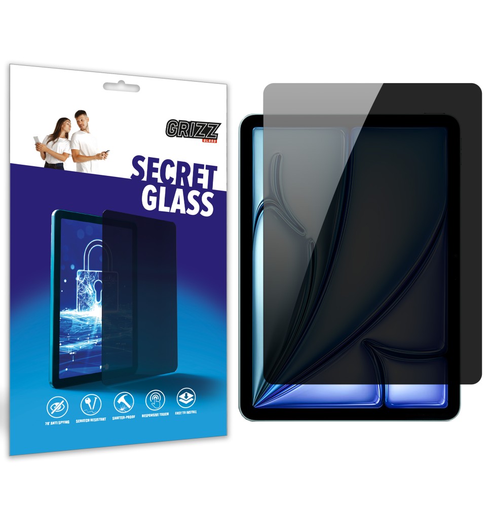 Sekretne szkło hybrydowe do Apple iPad Air 11" M3 2025 prywatyzujące Grizz SecretGlass