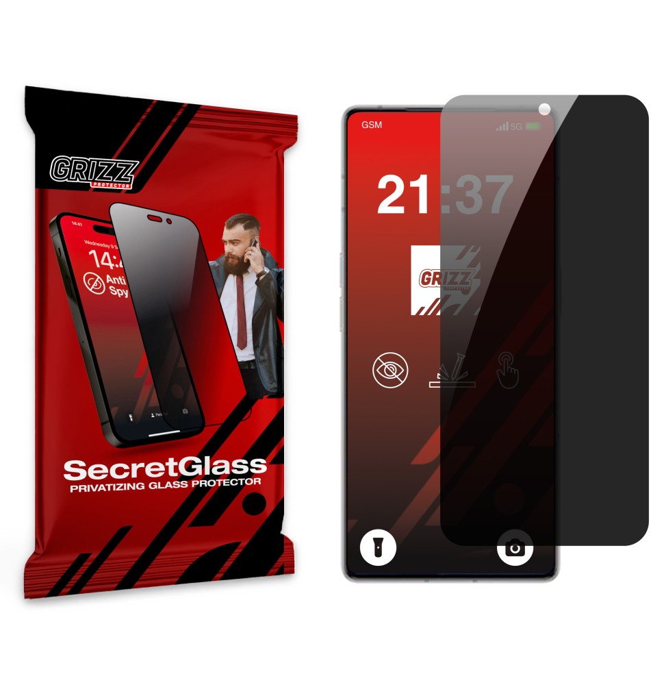 Sekretne szkło hybrydowe do Infinix Note 50 Pro Plus prywatyzujące Grizz SecretGlass