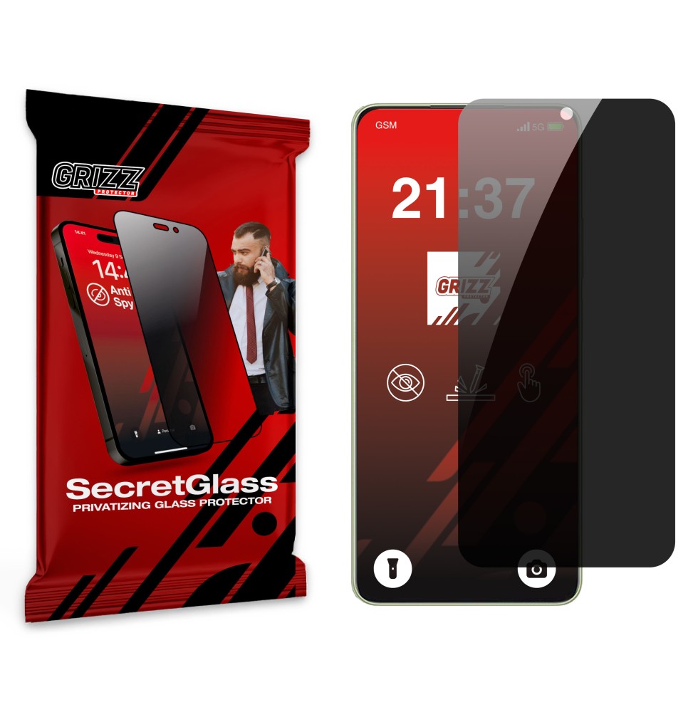 Sekretne szkło hybrydowe do Realme C75x prywatyzujące Grizz SecretGlass