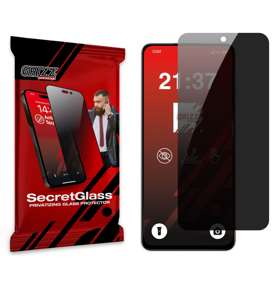 Sekretne szkło hybrydowe do Realme Narzo 80x prywatyzujące Grizz SecretGlass