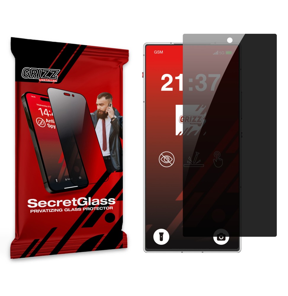 Sekretne szkło hybrydowe do  ZTE nubia RedMagic 10 Air prywatyzujące Grizz SecretGlass