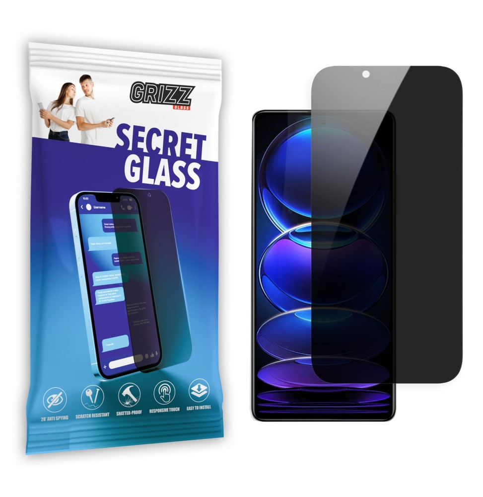 Sekretne szkło hybrydowe do Xiaomi Redmi Note 12 Pro Plus prywatyzujące Grizz SecretGlass