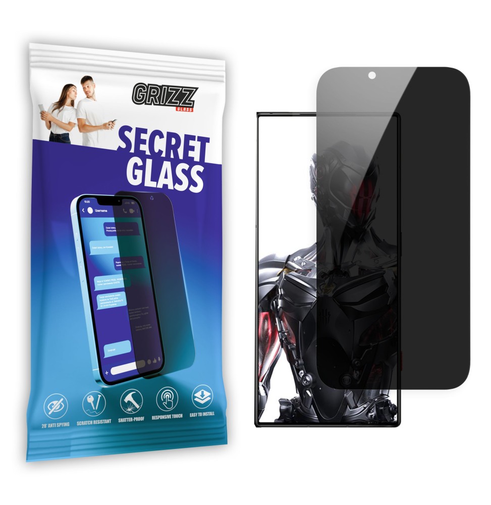 Sekretne szkło hybrydowe do ZTE nubia Red Magic 8 Pro Plus prywatyzujące Grizz SecretGlass
