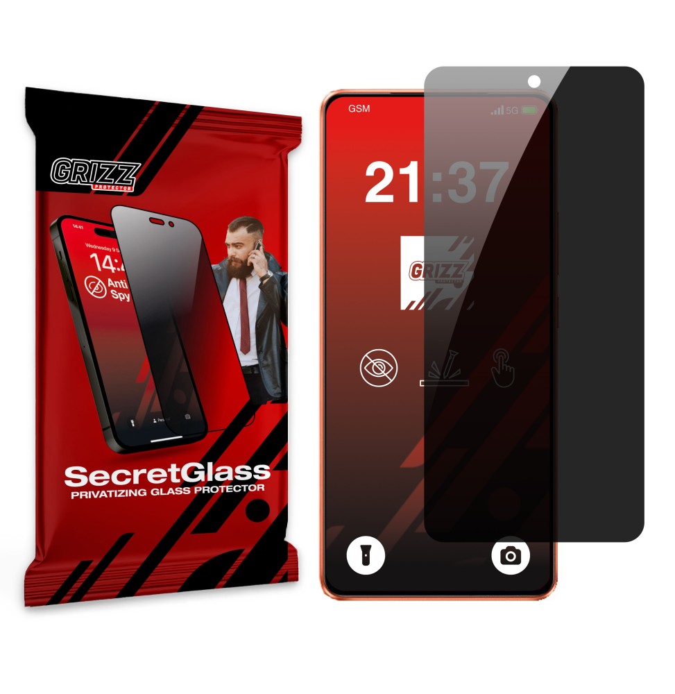 Sekretne szkło hybrydowe do Vivo iQOO Z10 Turbo Pro prywatyzujące Grizz SecretGlass