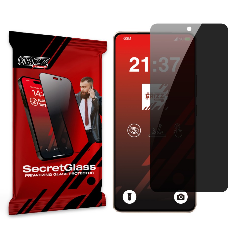 Sekretne szkło hybrydowe do Vivo Y300 GT prywatyzujące Grizz SecretGlass