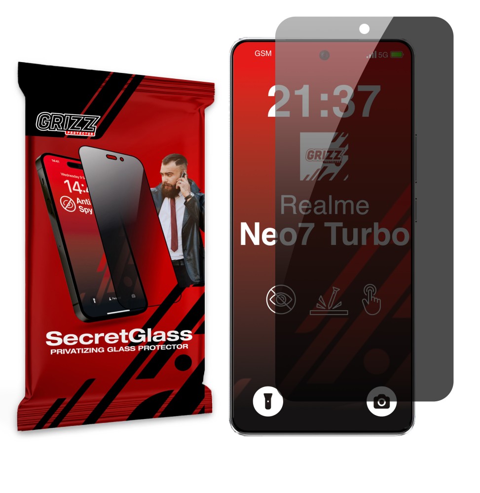Sekretne szkło hybrydowe do Realme Neo7 Turbo prywatyzujące Grizz SecretGlass