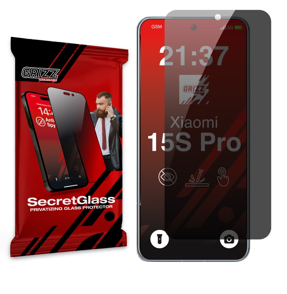 Sekretne szkło hybrydowe do Xiaomi 15S Pro prywatyzujące Grizz SecretGlass