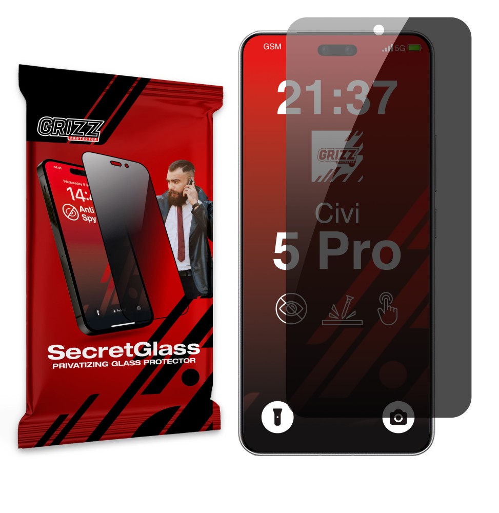 Sekretne szkło hybrydowe do Xiaomi Civi 5 Pro prywatyzujące Grizz SecretGlass