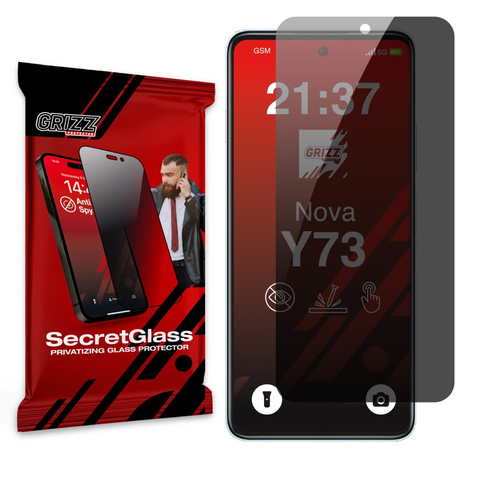 Sekretne szkło hybrydowe do Huawei Nova Y73 prywatyzujące Grizz SecretGlass