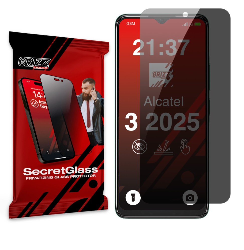 Sekretne szkło hybrydowe do Alcatel 3 (2025) prywatyzujące Grizz SecretGlass